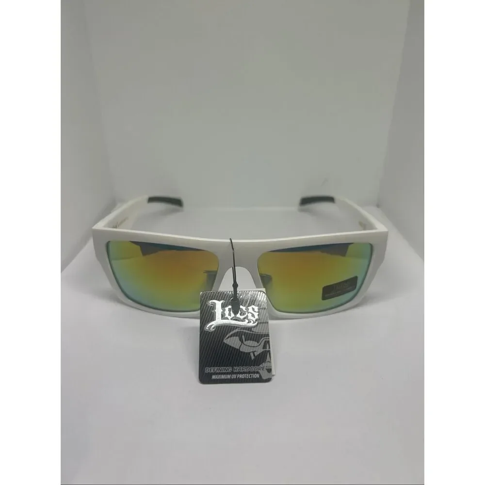 Locs Patriotic American Flag White Mirrored Sunglasses UV Protection
